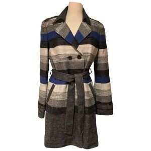 CLASSIQUES ENTIER WOOL BLEND LIGHTWEIGHT BLUE GRAY TRENCH COAT JACKET SIZE S